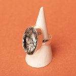 Кольцо, серебро, натуральный камень, Рутиловый кварц с турмалином, 16.02 г, проба 925, размер 19