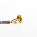 Серебряное кольцо с Янтарём, 4.05 г, проба 925, размер 16, напыление золотом