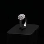 Кольцо, родированное серебро, натуральный камень, Циркон, 3.54 г, проба 925, размер 15.7